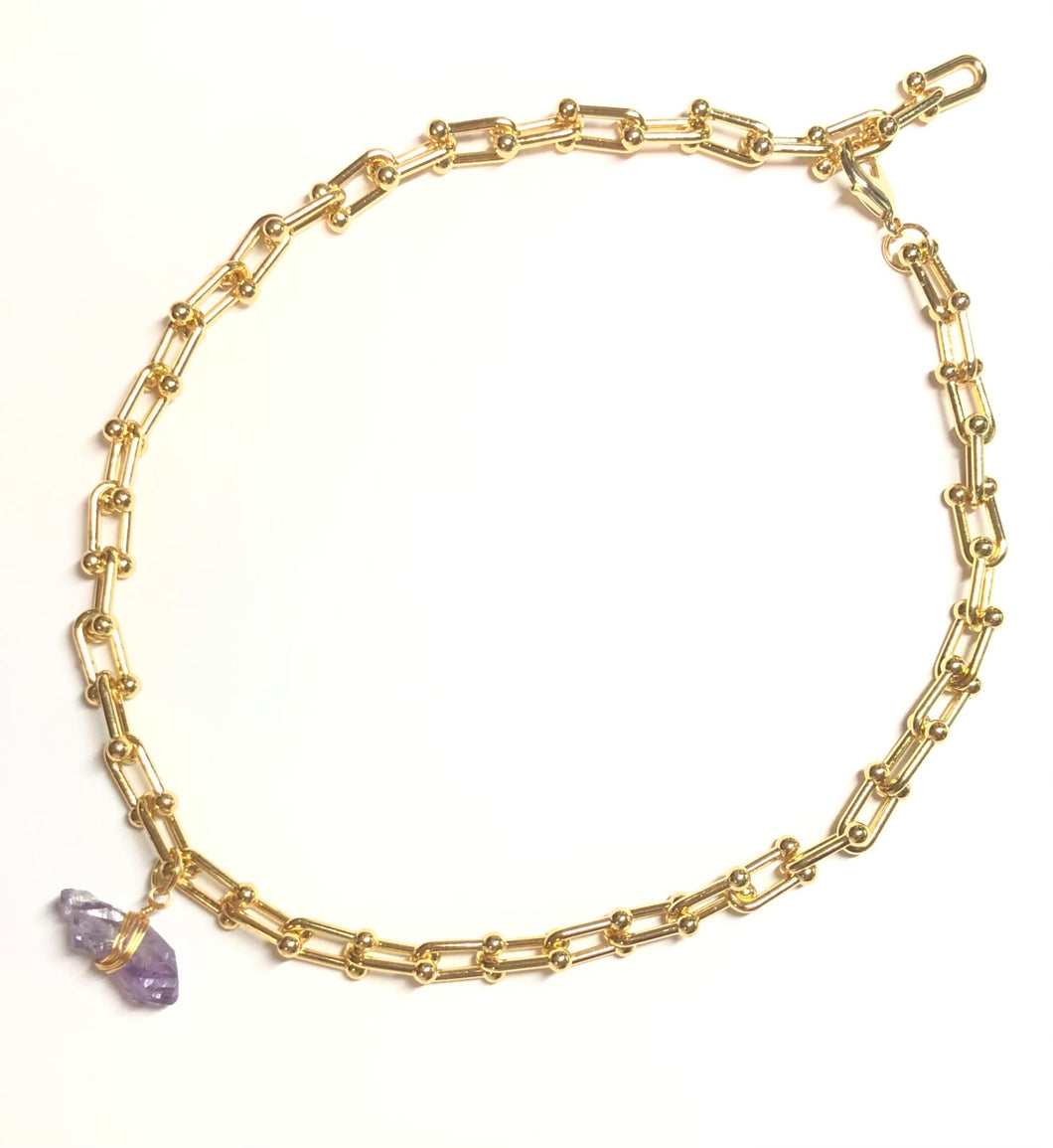 Amethyst crystal necklace