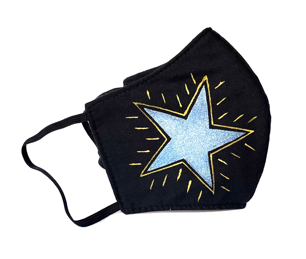 Big blue star mask black
