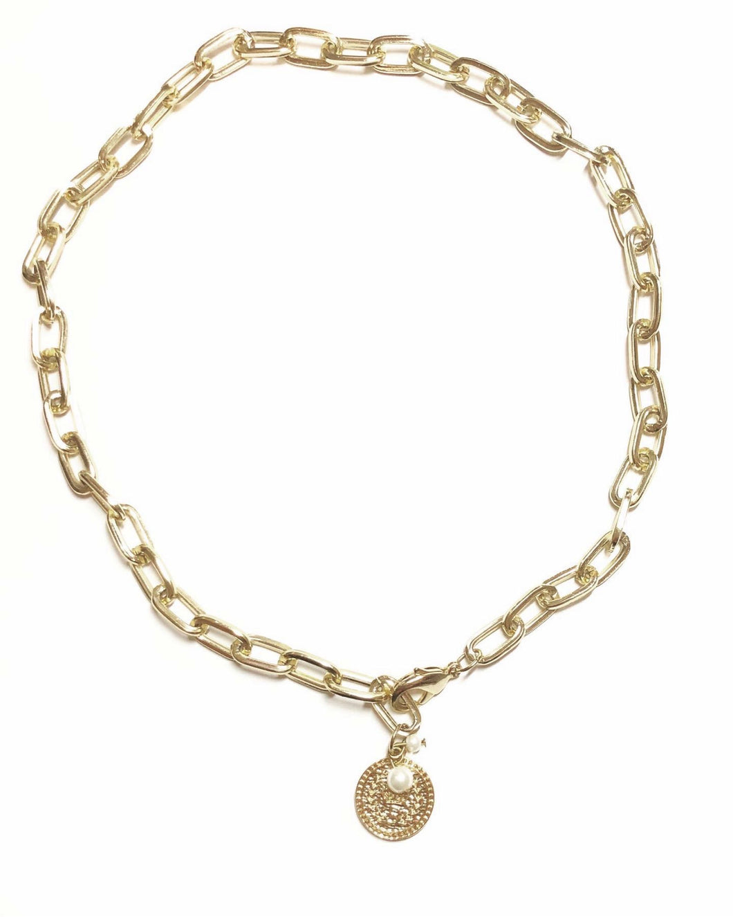 Coin and pearl necklace