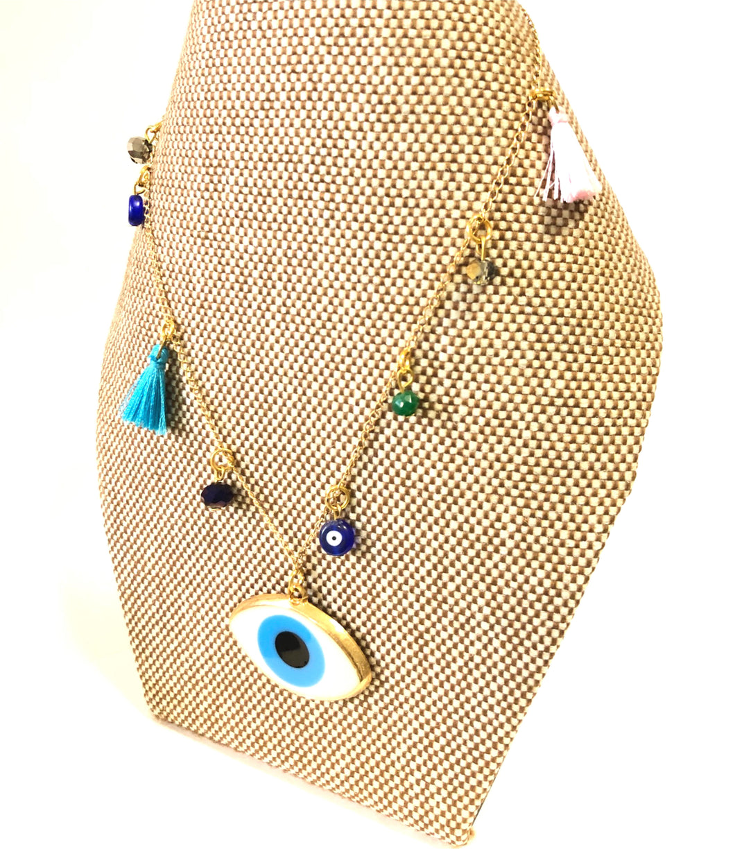 Eye necklace with charms