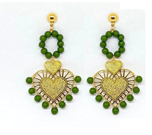Heart Beads-Green