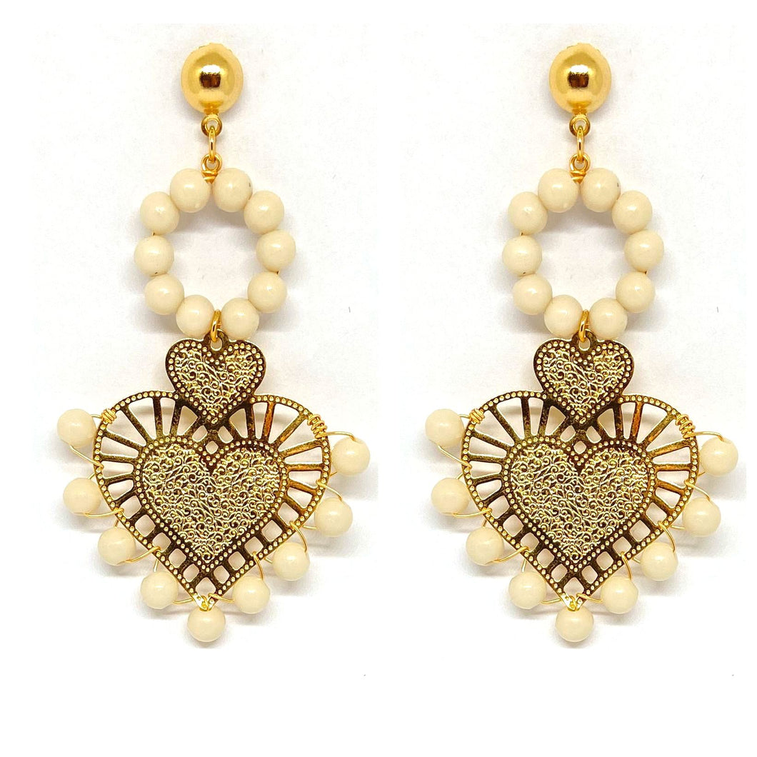 Heart Beads-White
