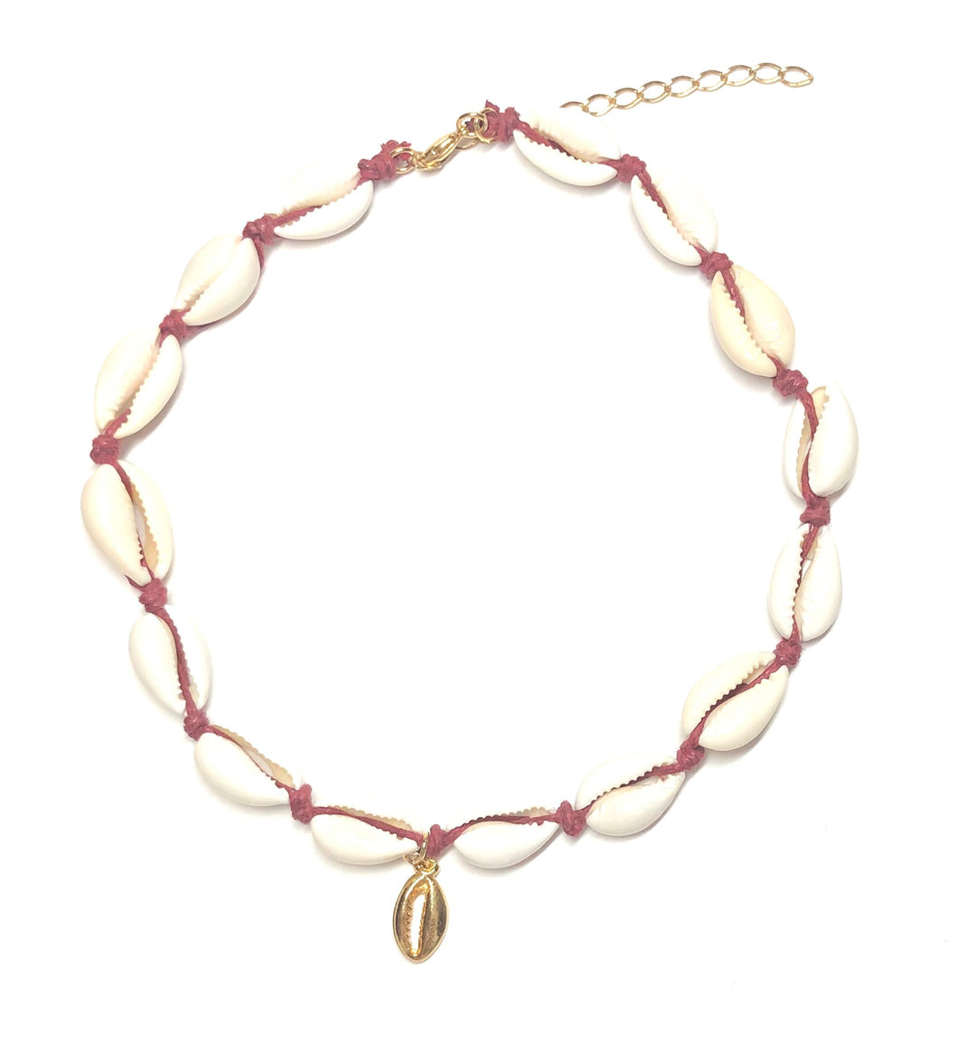 Sea shells with seashell charm red